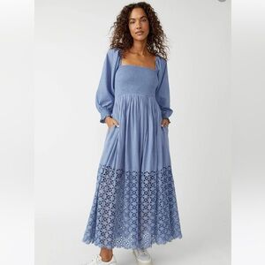Free People Perfect Storm Eyelet Cotton Maxi Dress infinity XS